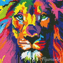 Carica l&#39;immagine nel visualizzatore di Gallery, Mini Diamond Painting 25x25cm Leone Pop Art