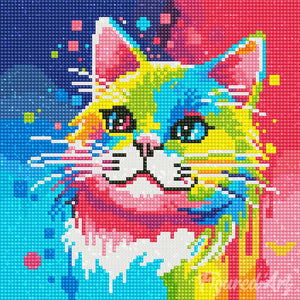 Mini Diamond Painting 25x25cm Gatto Pop Art Astratto