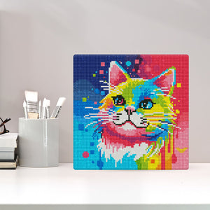 Mini Diamond Painting 25x25cm Gatto Pop Art Astratto