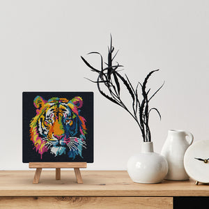 Mini Diamond Painting 25x25cm Tigre Pop Art Astratta