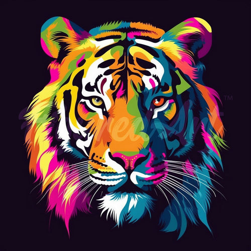 Mini Diamond Painting 25x25cm Tigre Pop Art Astratta