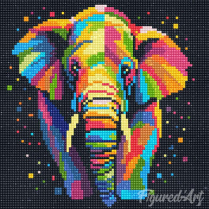 Mini Diamond Painting 25x25cm Elefante Pop Art Astratto