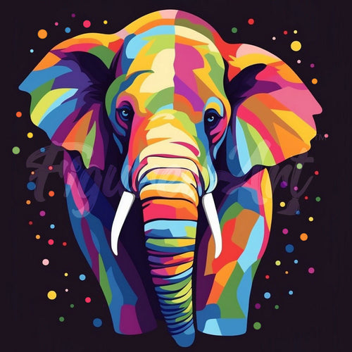 Mini Diamond Painting 25x25cm Elefante Pop Art Astratto