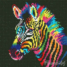Carica l&#39;immagine nel visualizzatore di Gallery, Mini Diamond Painting 25x25cm Zebra Fluo