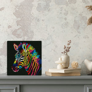 Mini Diamond Painting 25x25cm Zebra Fluo