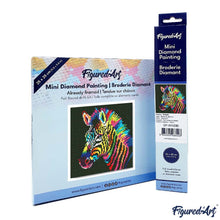Carica l&#39;immagine nel visualizzatore di Gallery, Mini Diamond Painting 25x25cm Zebra Fluo