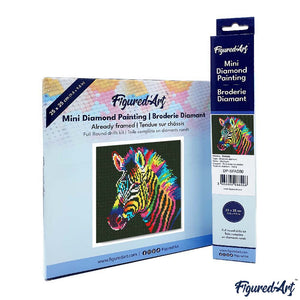 Mini Diamond Painting 25x25cm Zebra Fluo