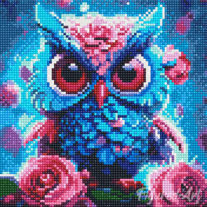 Mini Diamond Painting 25x25cm Piccola Civetta Blu