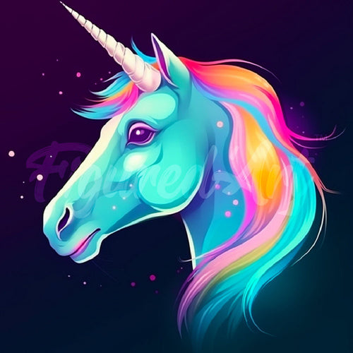 Mini Diamond Painting 25x25cm Unicorno Fluo