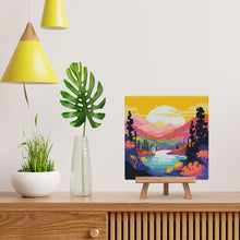 Carica l&#39;immagine nel visualizzatore di Gallery, Mini Diamond Painting 25x25cm Tramonto Colorato sul Lago
