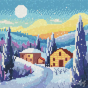 Mini Diamond Painting 25x25cm Sera Invernale in Toscana