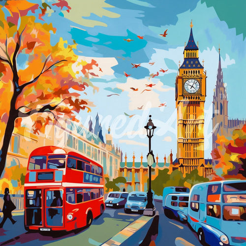 Mini Diamond Painting 25x25cm Autunno a Londra