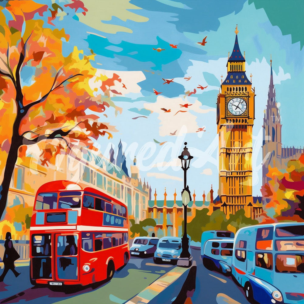 Mini Diamond Painting 25x25cm Autunno a Londra