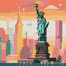 Carica l&#39;immagine nel visualizzatore di Gallery, Mini Diamond Painting 25x25cm Skyline Luminoso di New York