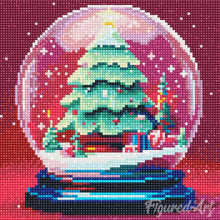 Carica l&#39;immagine nel visualizzatore di Gallery, Mini Diamond Painting 25x25cm Albero di Natale nella Palla di Neve