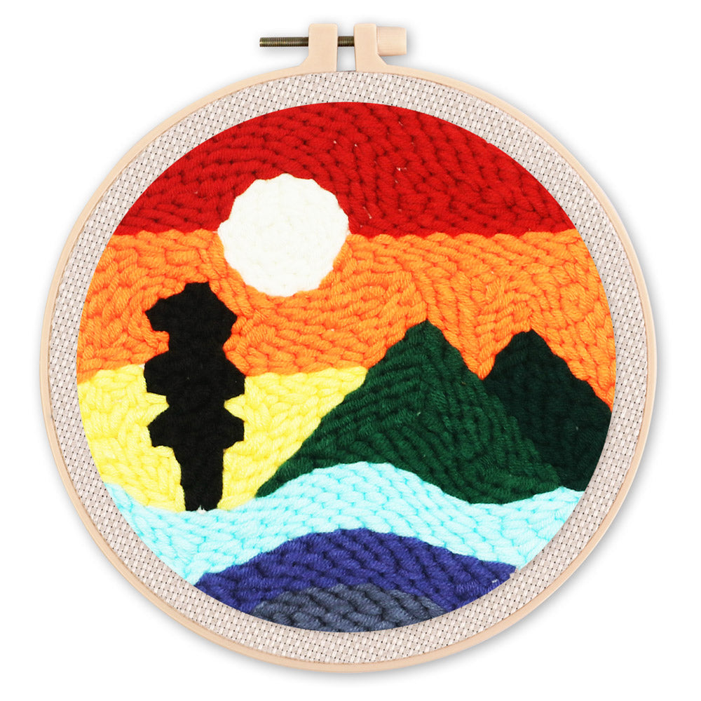 Punch Needle Montagna e Tramonto