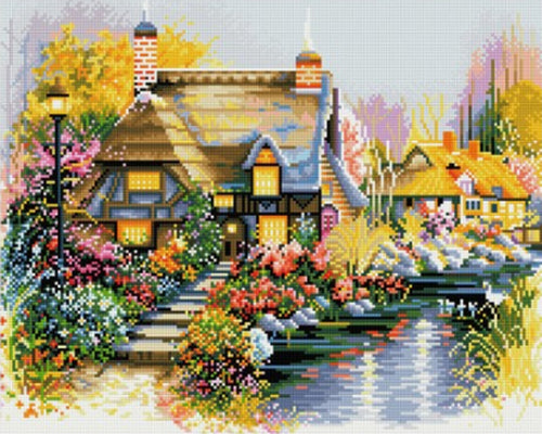Diamond Painting - Casa ai margini del fiume