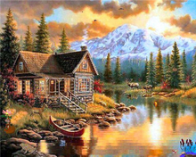 Carica l&#39;immagine nel visualizzatore di Gallery, Diamond Painting - Casa di montagna sul fiume