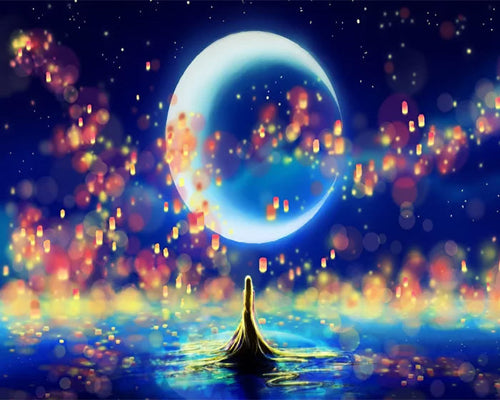Diamond Painting - Luna e riflessi magici