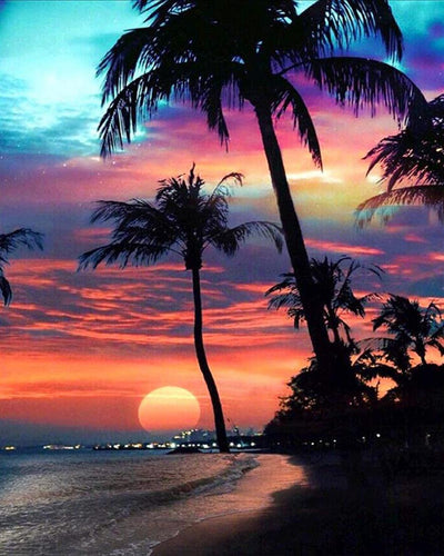 Diamond Painting - Tramonto su un'isola paradisiaca