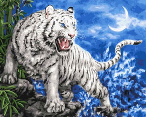 Diamond Painting - Tigre bianca minacciosa