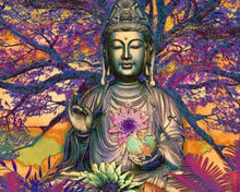 Carica l&#39;immagine nel visualizzatore di Gallery, Diamond Painting - Statua di Buddha davanti a un grande albero