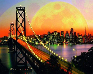 Diamond Painting - Il Ponte di San Francisco sotto la luna piena