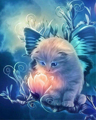 Diamond Painting - Gatto curioso e fiore magico