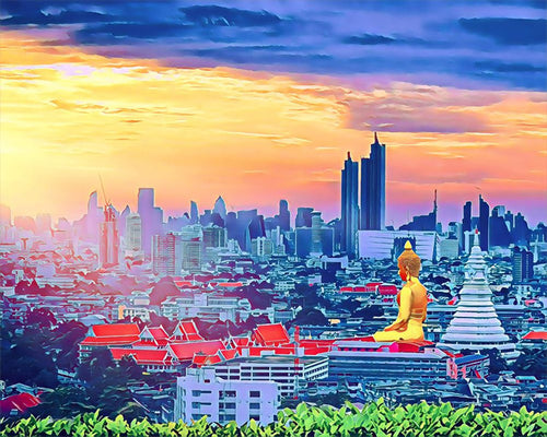 Dipingere con i numeri Buddha a Bangkok Figured'Art intermedia nuovi arrivi città paesaggi