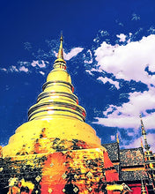 Carica l&#39;immagine nel visualizzatore di Gallery, Diamond Painting - Tempio di Chiangmai 40x50cm tela già incorniciata