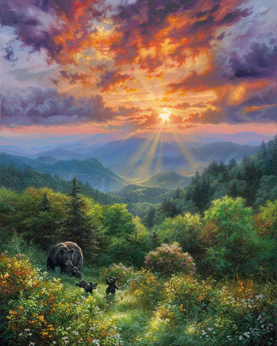 Dipingere con i numeri - Orso e tramonto