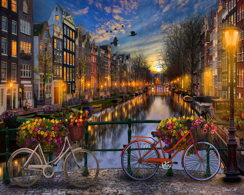 Dipingere con i numeri Canale di Amsterdam alla sera Figured'Art avanzate nuovi arrivi città paesaggi