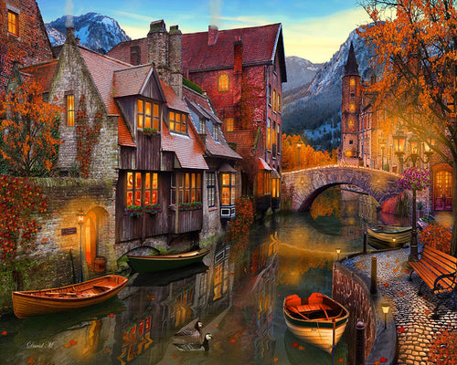 Dipingere con i numeri Canali in autunno Figured'Art avanzate nuovi arrivi città paesaggi
