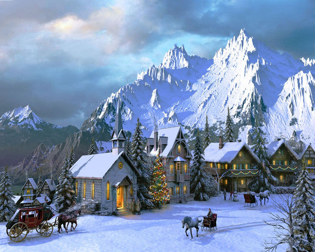 Dipingere con i numeri Natale nelle Alpi Figured'Art intermedia nuovi arrivi paesaggi montagne