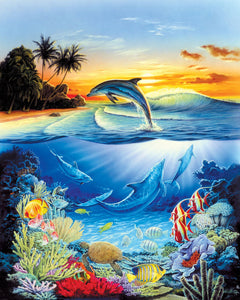 Dipingere con i numeri Delfini nella barriera corallina Figured'Art intermedia nuovi arrivi animali pesce delfini paesaggi