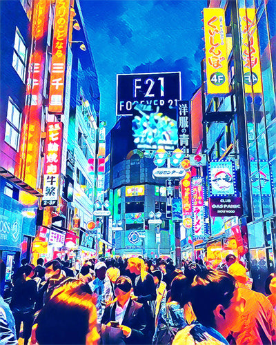 Dipingere con i numeri Tokyo Shibuya Figured'Art intermedia nuovi arrivi città paesaggi