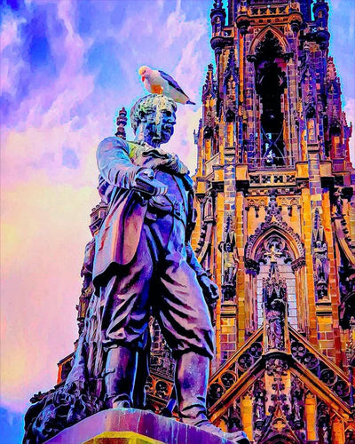 Diamond Painting - Statua a Edimburgo 40x50cm tela già incorniciata
