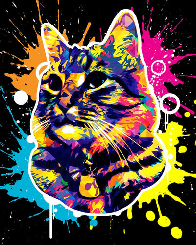Diamond Painting - Gatto Street Art 40x50cm tela già incorniciata
