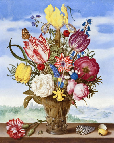 Ricamo a Punto Croce - Bouquet di fiori su una sporgenza - Ambrosius Bosschaert