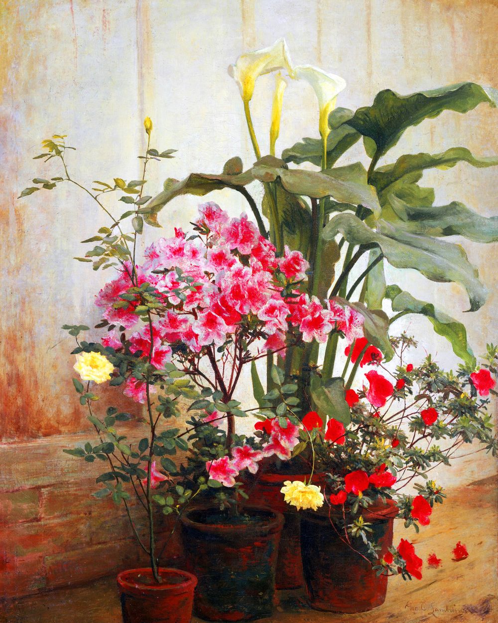 Dipingere con i numeri Side of Greenhouse George Cochran Lambdin Figured'Artfiori nuovi arrivi dipinti famosi intermedia