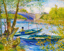 Carica l&#39;immagine nel visualizzatore di Gallery, Dipingere con i numeri Pesca in primavera ponte di Clichy Van Gogh Figured&#39;Artnavi e barche nuovi arrivi paesaggi dipinti famosi avanzate
