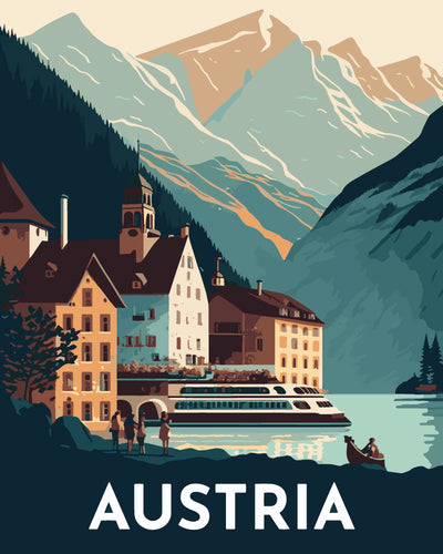 Dipingere con i numeri - Poster di viaggio a Hallstatt