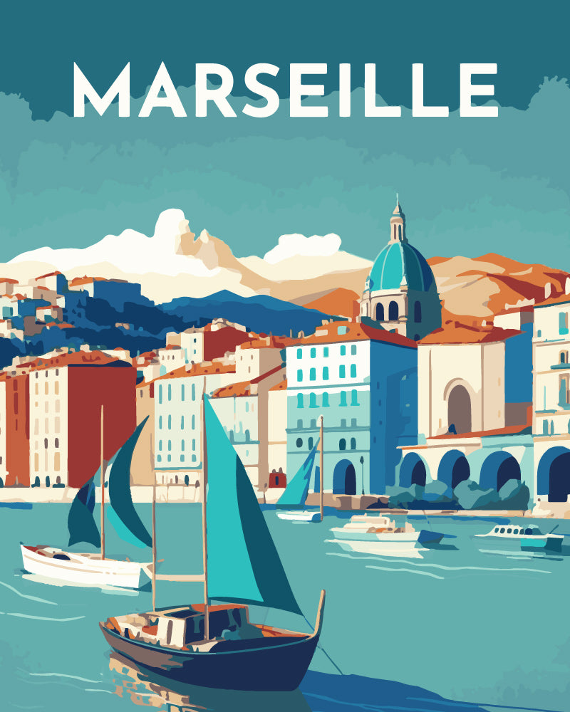 Dipingere con i numeri - Poster di viaggio a Marsiglia