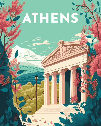 Dipingere con i numeri - Poster di viaggio ad Atene
