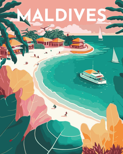 Dipingere con i numeri - Poster di viaggio alle Maldive