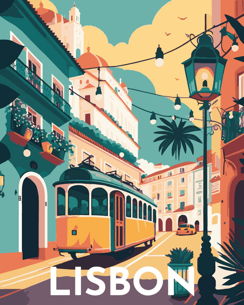 Dipingere con i numeri - Poster di viaggio a Lisbona