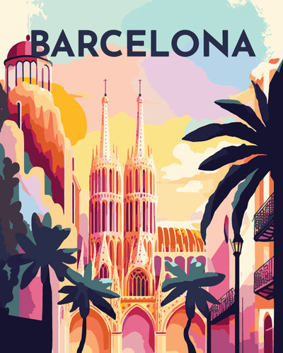 Dipingere con i numeri - Poster di viaggio a Barcellona