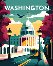 Carica l&#39;immagine nel visualizzatore di Gallery, Dipingere con i numeri - Poster di viaggio a Washington