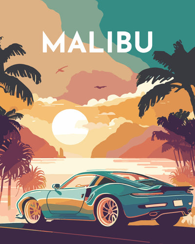Dipingere con i numeri - Poster di viaggio a Malibu