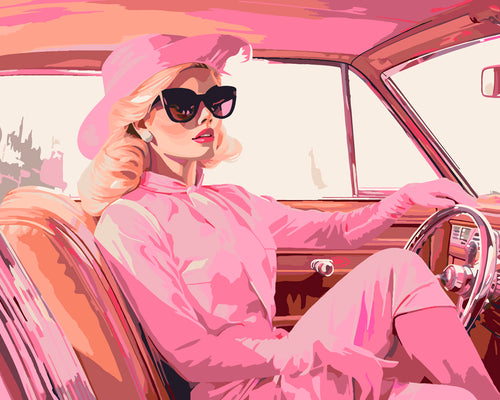 Diva nella sua Macchina Rosa Figured'Art